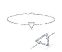 Triangle with CZ Silver Bracelet BRS-515